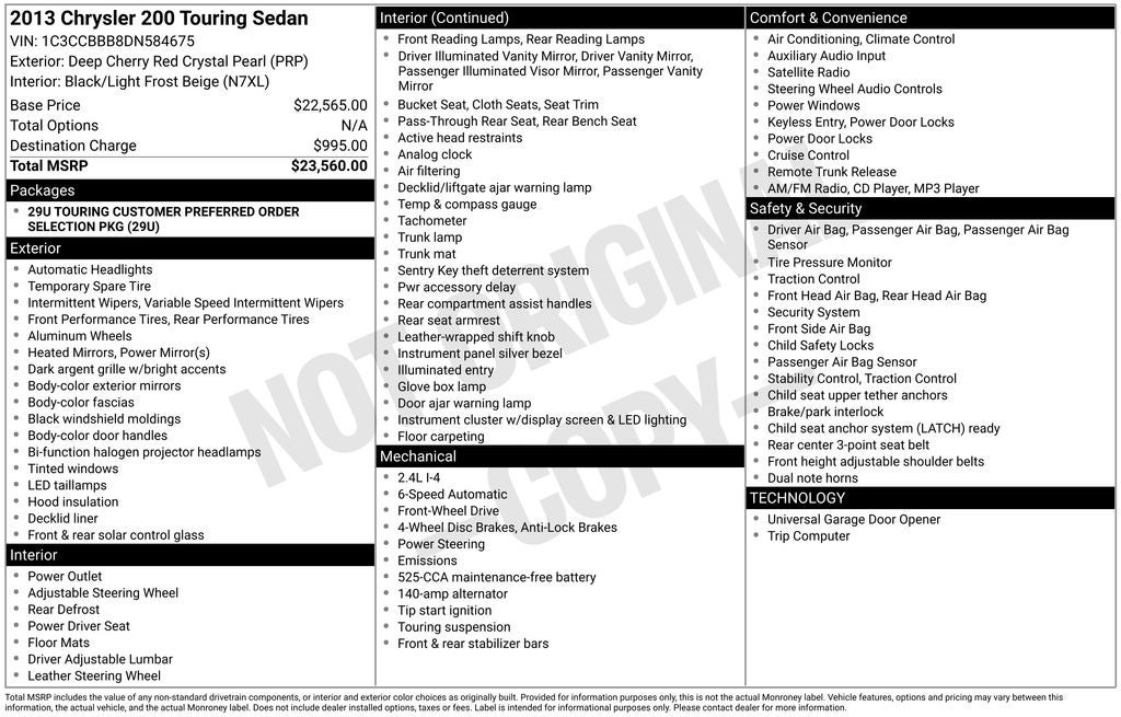 2013 Chrysler 200 Touring