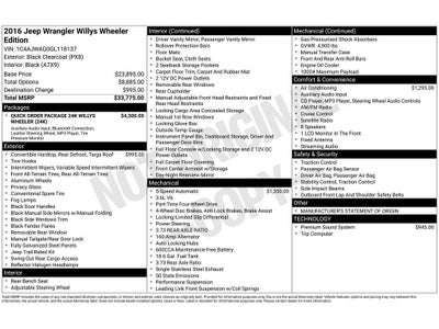 2016 Jeep Wrangler Willys Wheeler