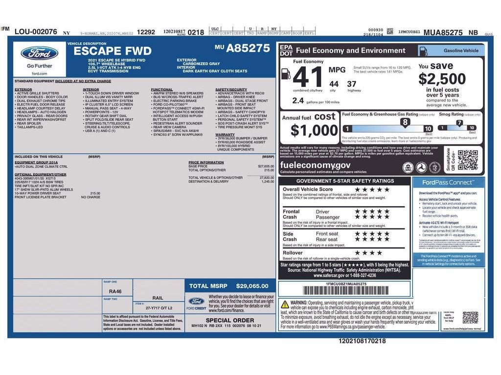 2021 Ford Escape Hybrid SE Hybrid