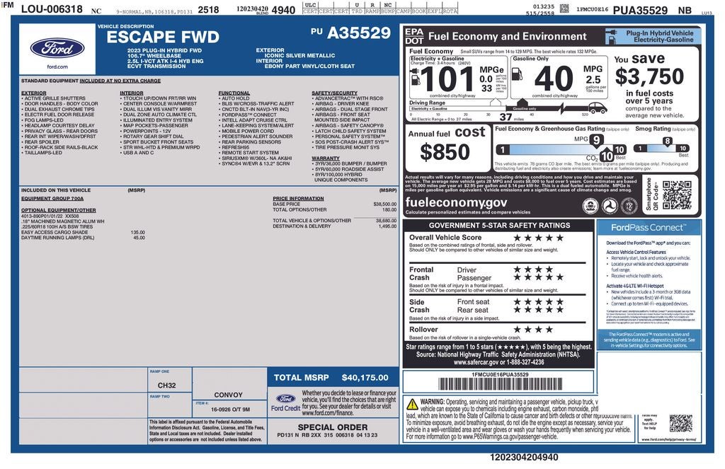 2023 Ford Escape Plug-In Hybrid Base