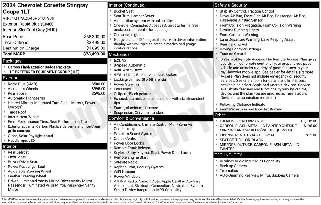 2024 Chevrolet Corvette Stingray 1LT