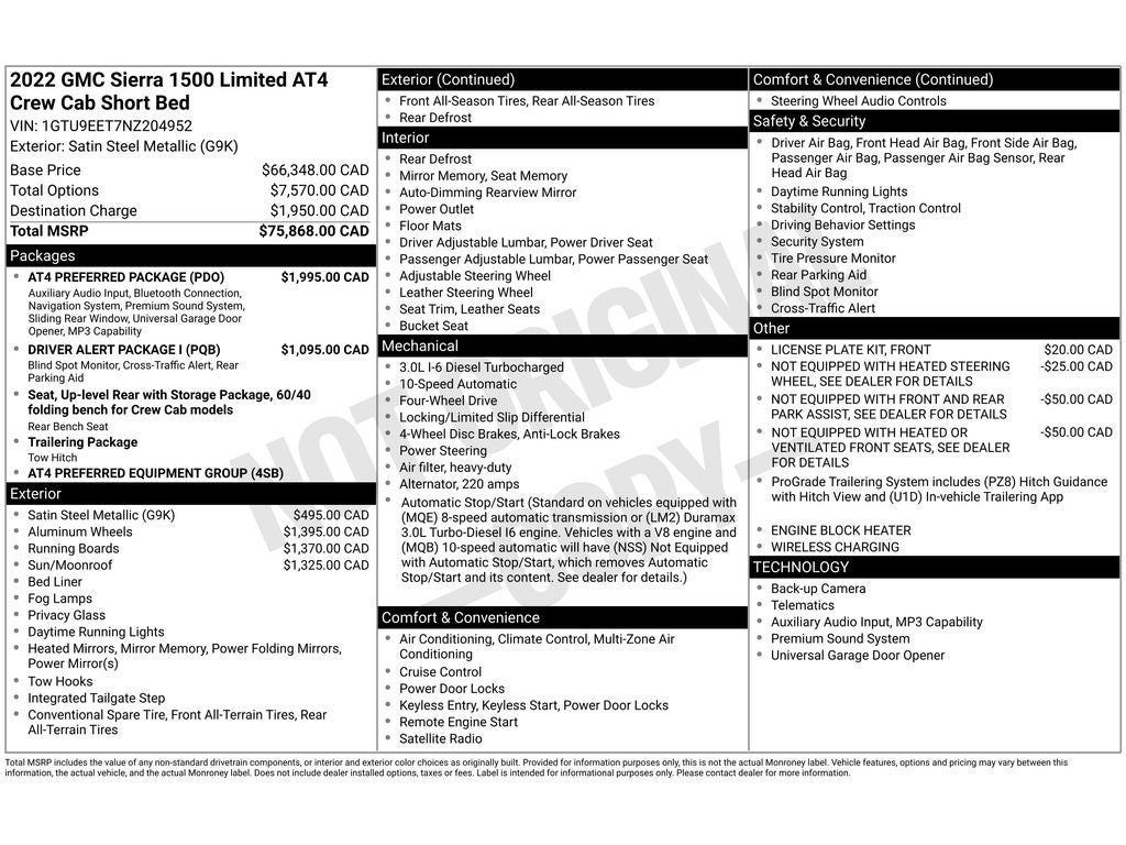 2022 GMC Sierra Limited AT4