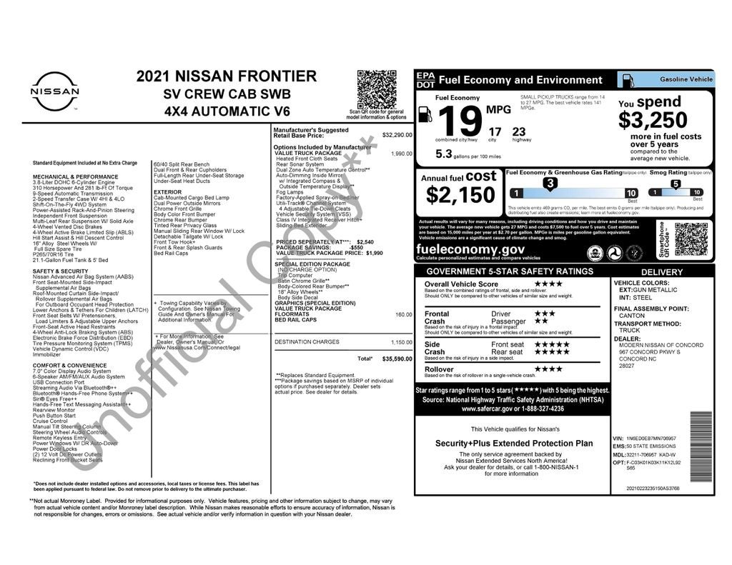 2021 Nissan Frontier SV