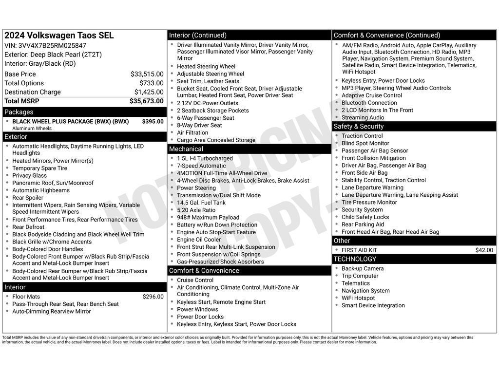 2024 Volkswagen Taos 1.5T SEL
