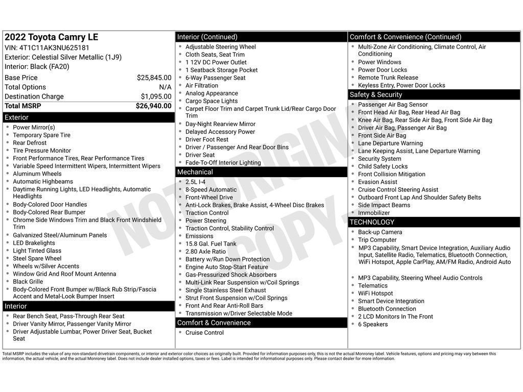 2022 Toyota Camry LE