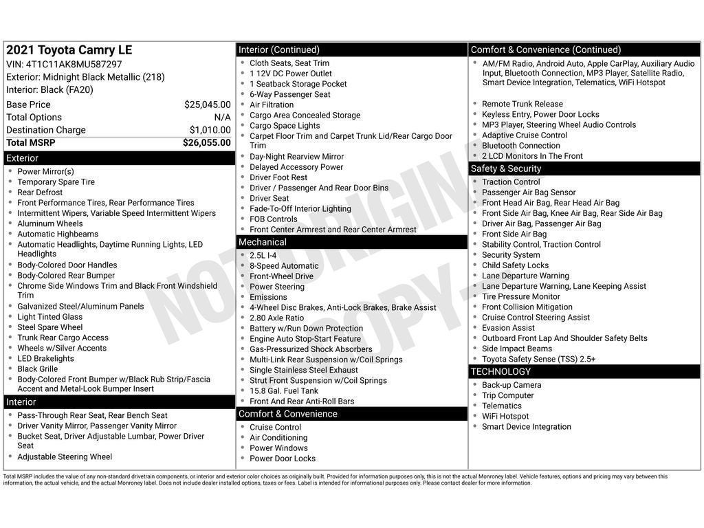 2021 Toyota Camry LE
