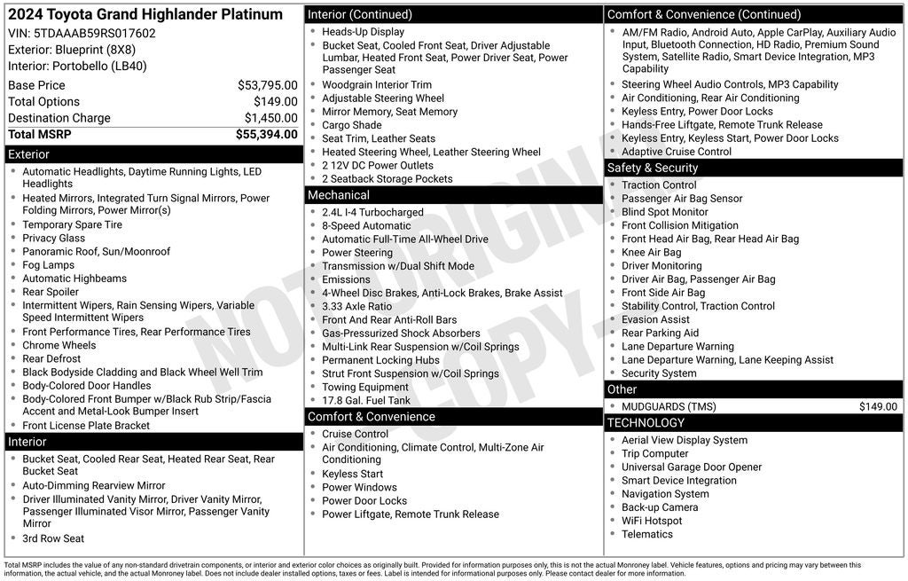2024 Toyota Grand Highlander Platinum