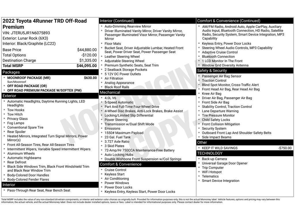 2022 Toyota 4Runner TRD Off Road Premium