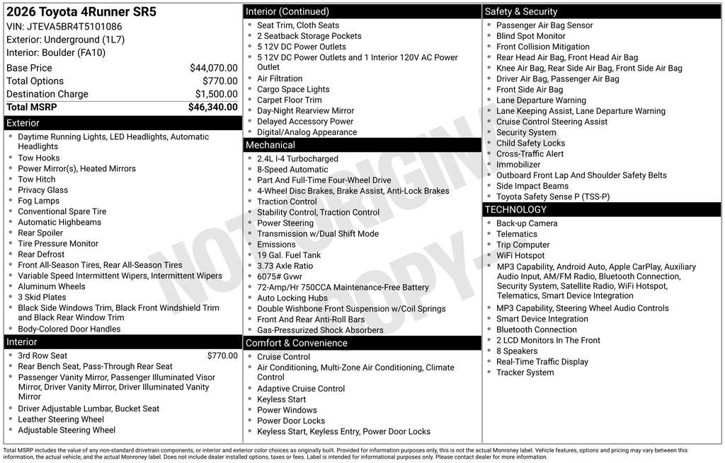 2026 Toyota 4Runner SR5
