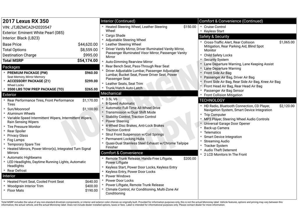 2017 Lexus RX 350 Base