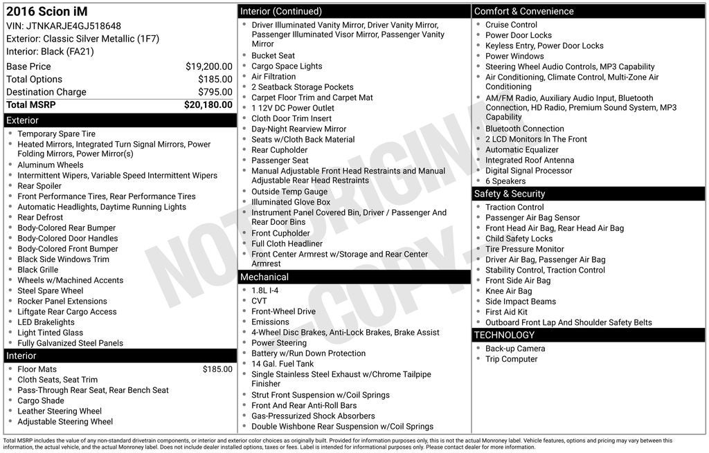 2016 Scion iM Base