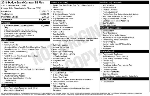 2016 Dodge Grand Caravan SE