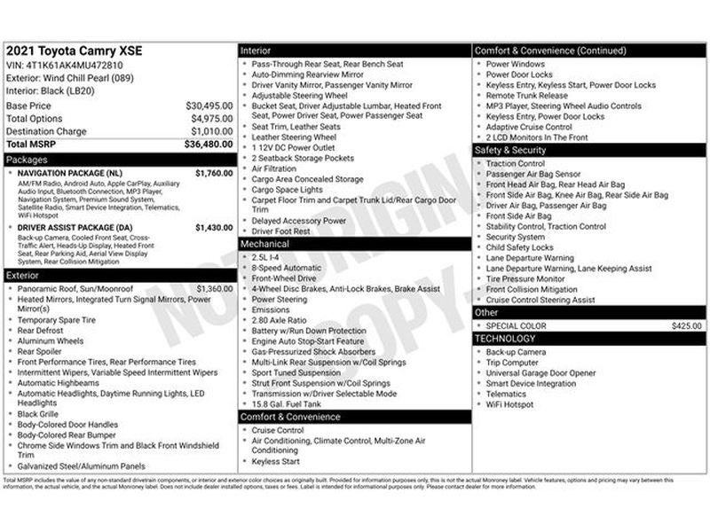 2021 Toyota Camry XSE