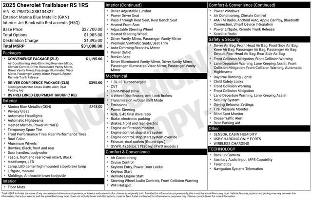 2025 Chevrolet TrailBlazer RS