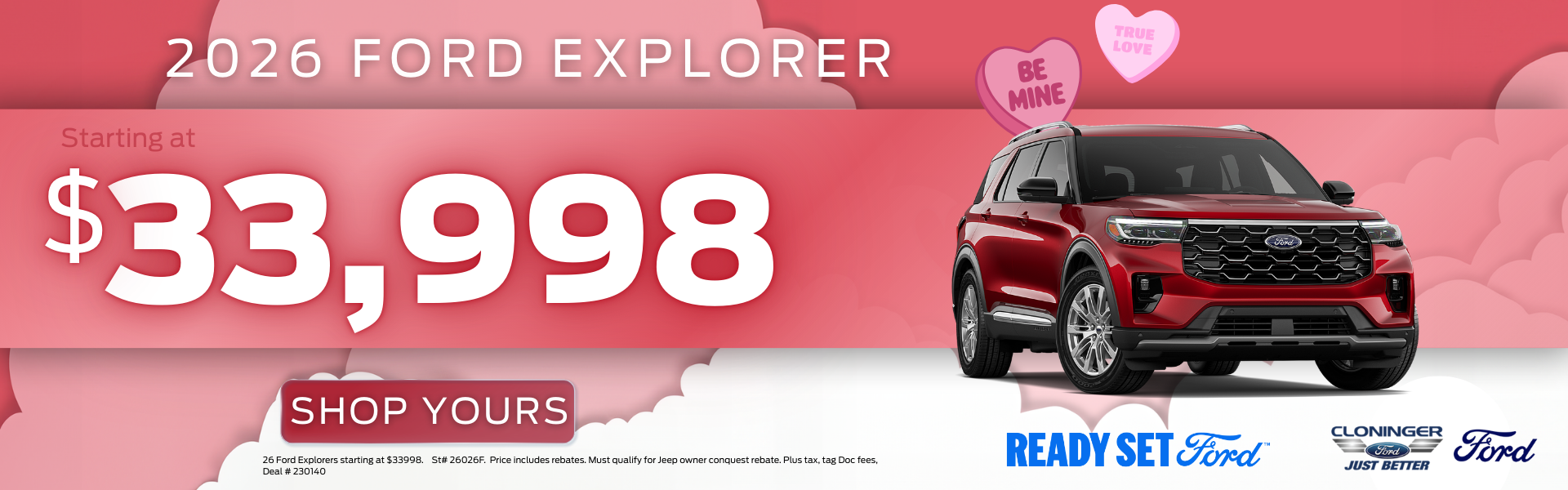 2026 Ford Explorer starting at $33,998