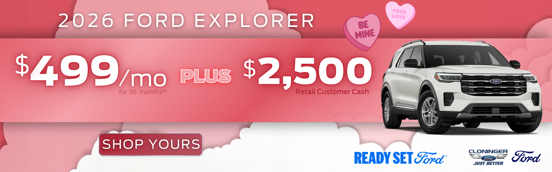 Lease a 2026 Ford Explorer for $499/mo plus customer cash