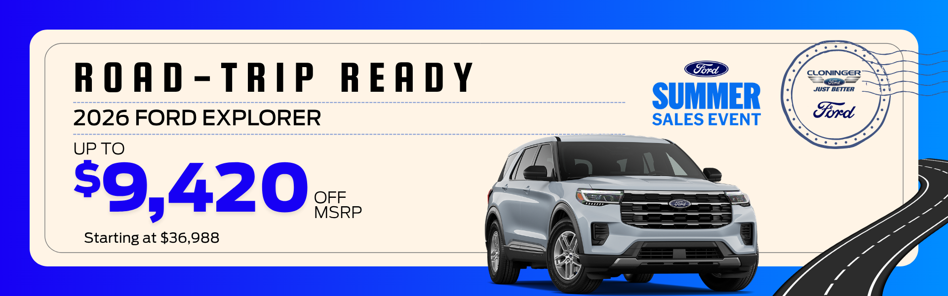 Get up to $9,420 off MSRP on 2026 Explorer