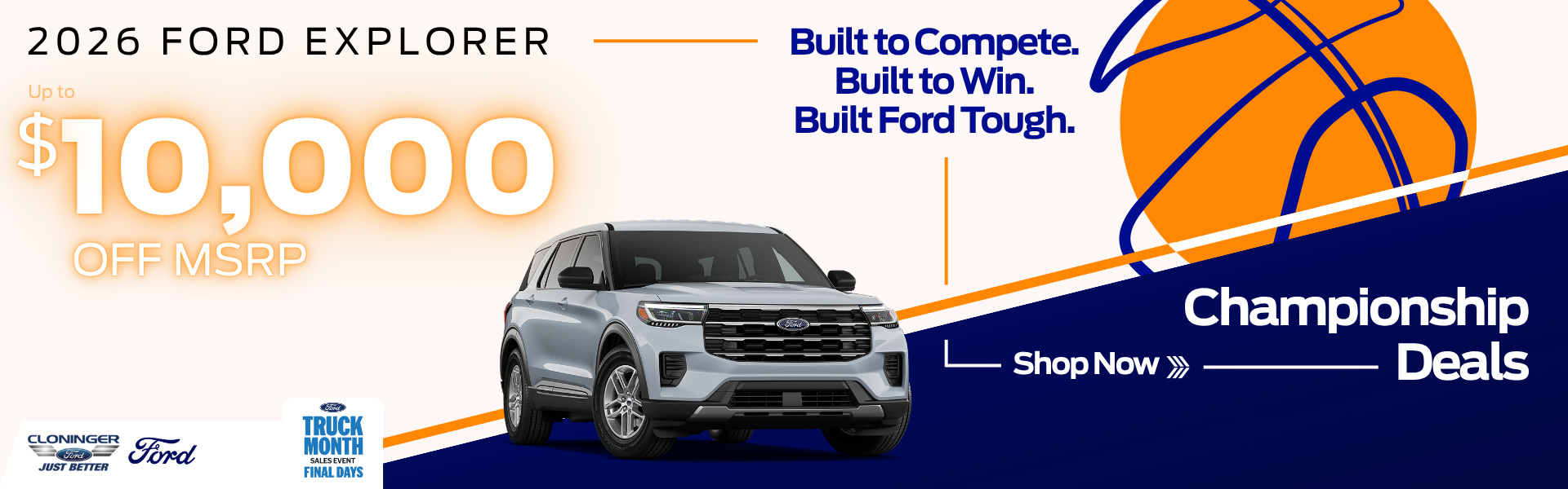 Get up to $10,000 off MSRP on a 2026 Ford Explorer + cash