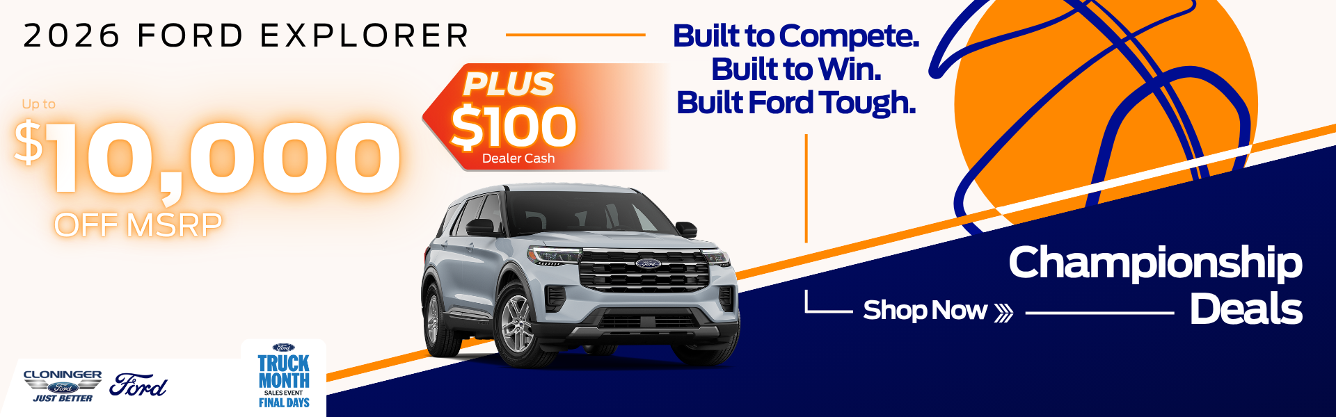Get up to $10,000 off MSRP on a 2026 Ford Explorer + cash