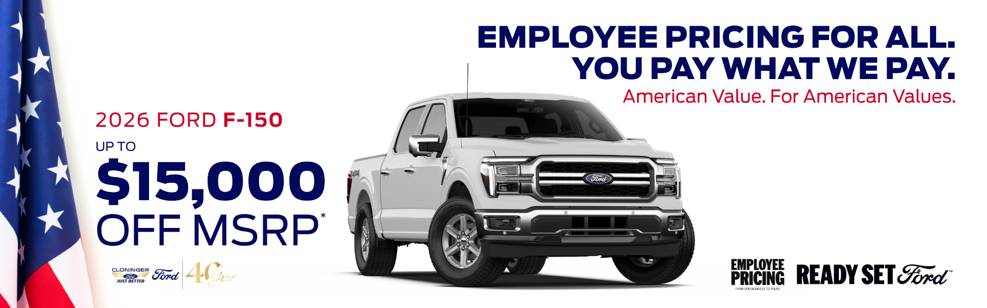 Get up to $15k off msrp on a 2026 Ford F-150